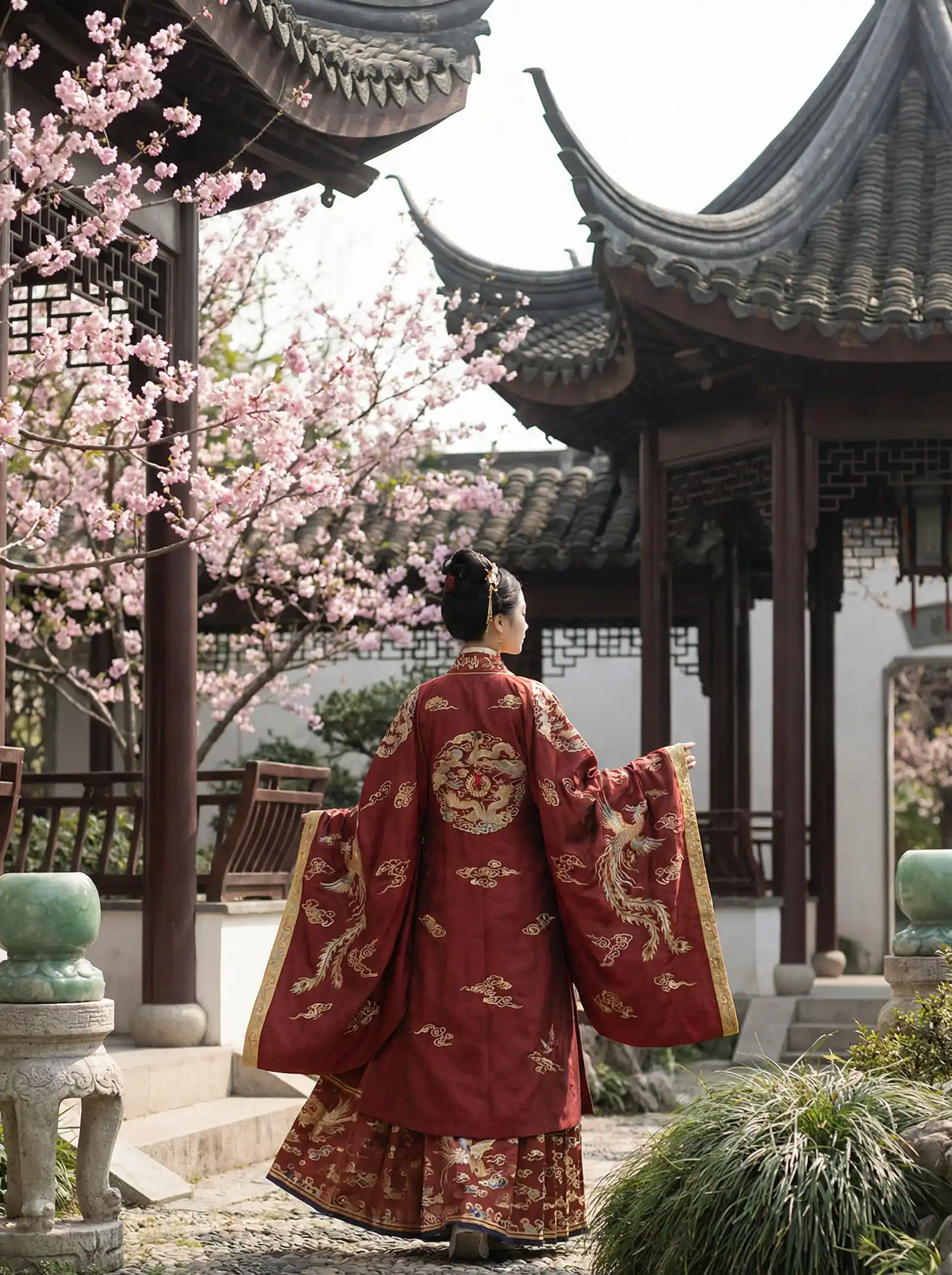 暖暖视频免费观看高清中文 明制汉服红色凤凰刺绣